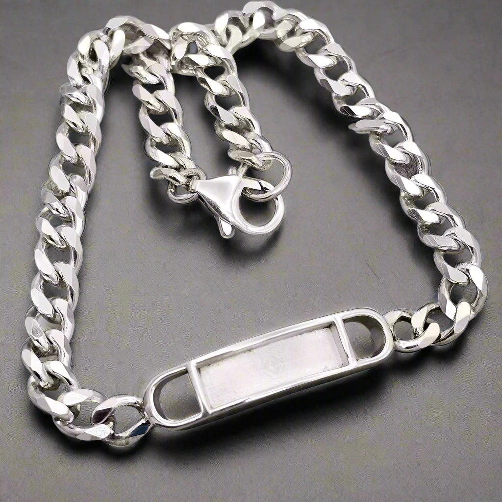 Silver Curb Chain Memorial Bracelet