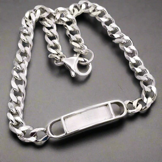 Silver Curb Chain Memorial Bracelet