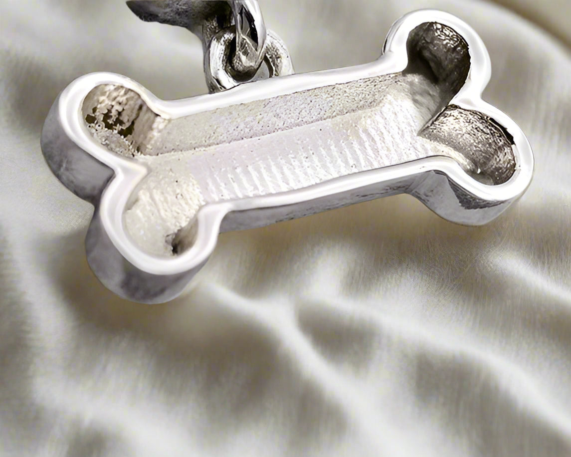 Silver Dog Bone Memorial Charm