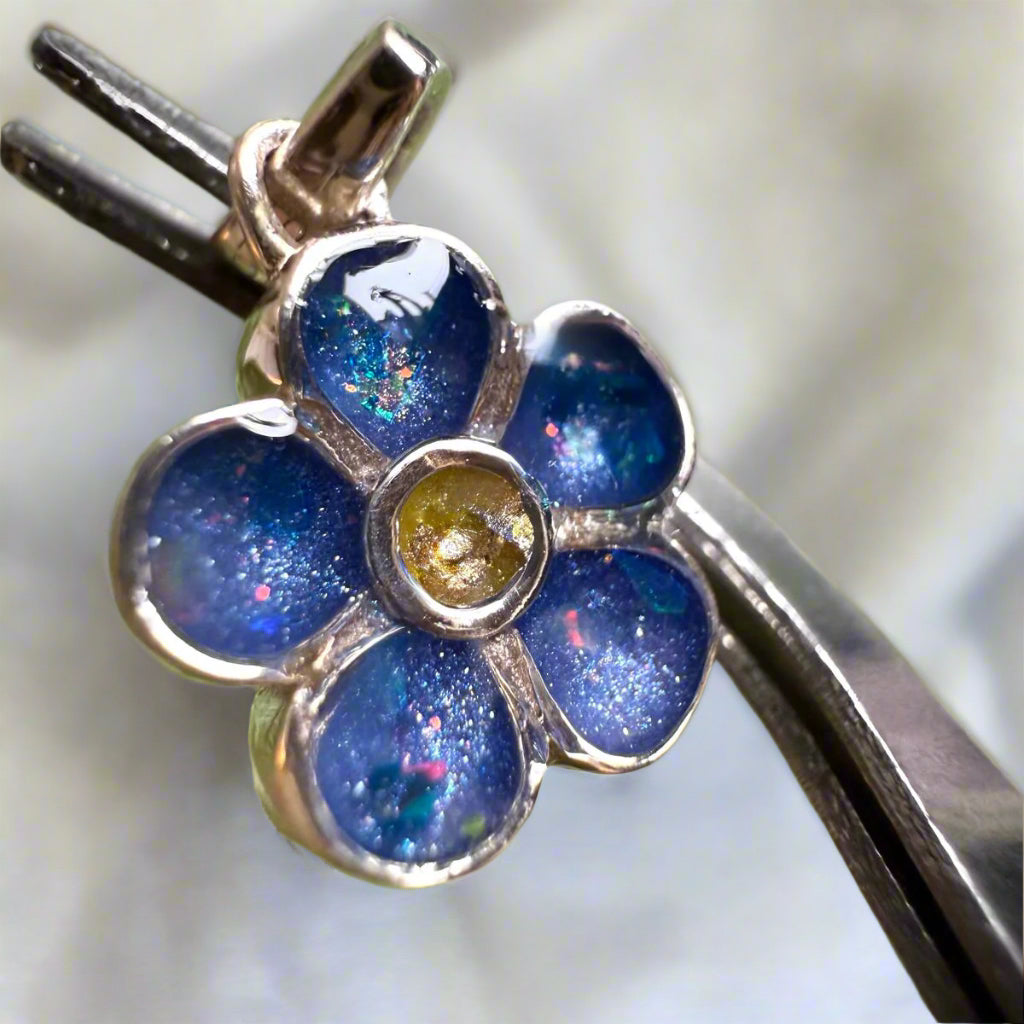 Silver Flower Memorial Charm