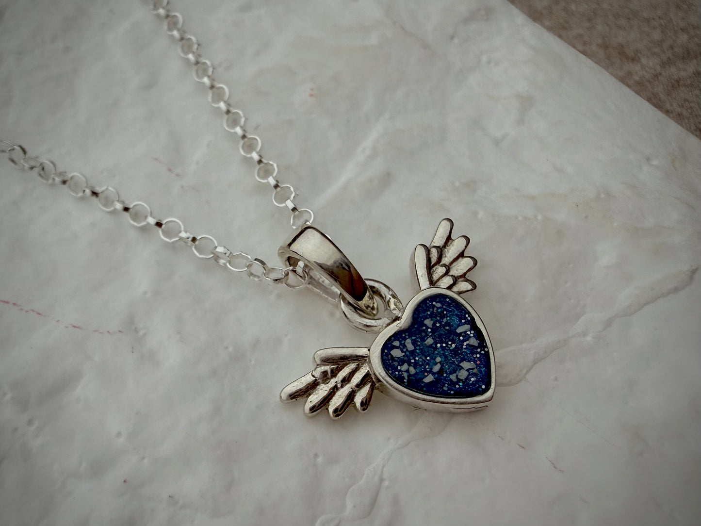 Sterling Silver Mini Cupid Heart Memorial Pendant