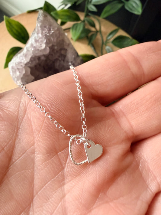 Sterling Silver Double Heart Charm Pendant