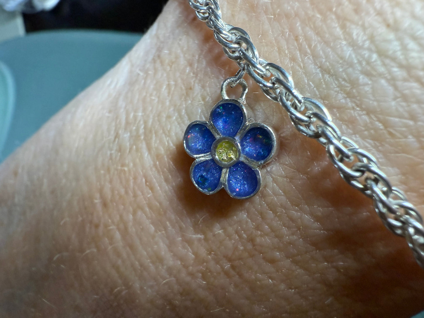 Silver Flower Memorial Charm