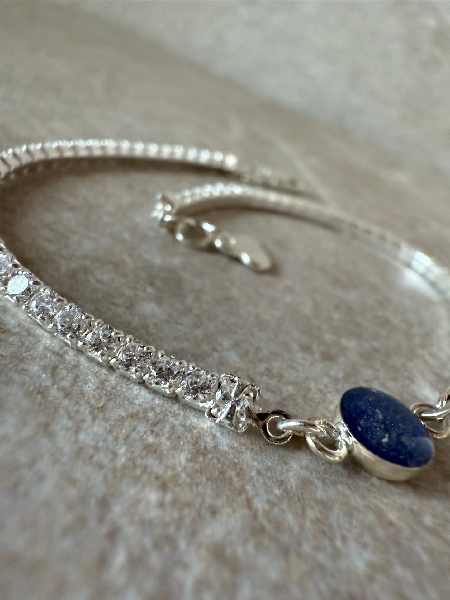 Cubic Zirconia Silver Tennis Chain Memorial Bracelet