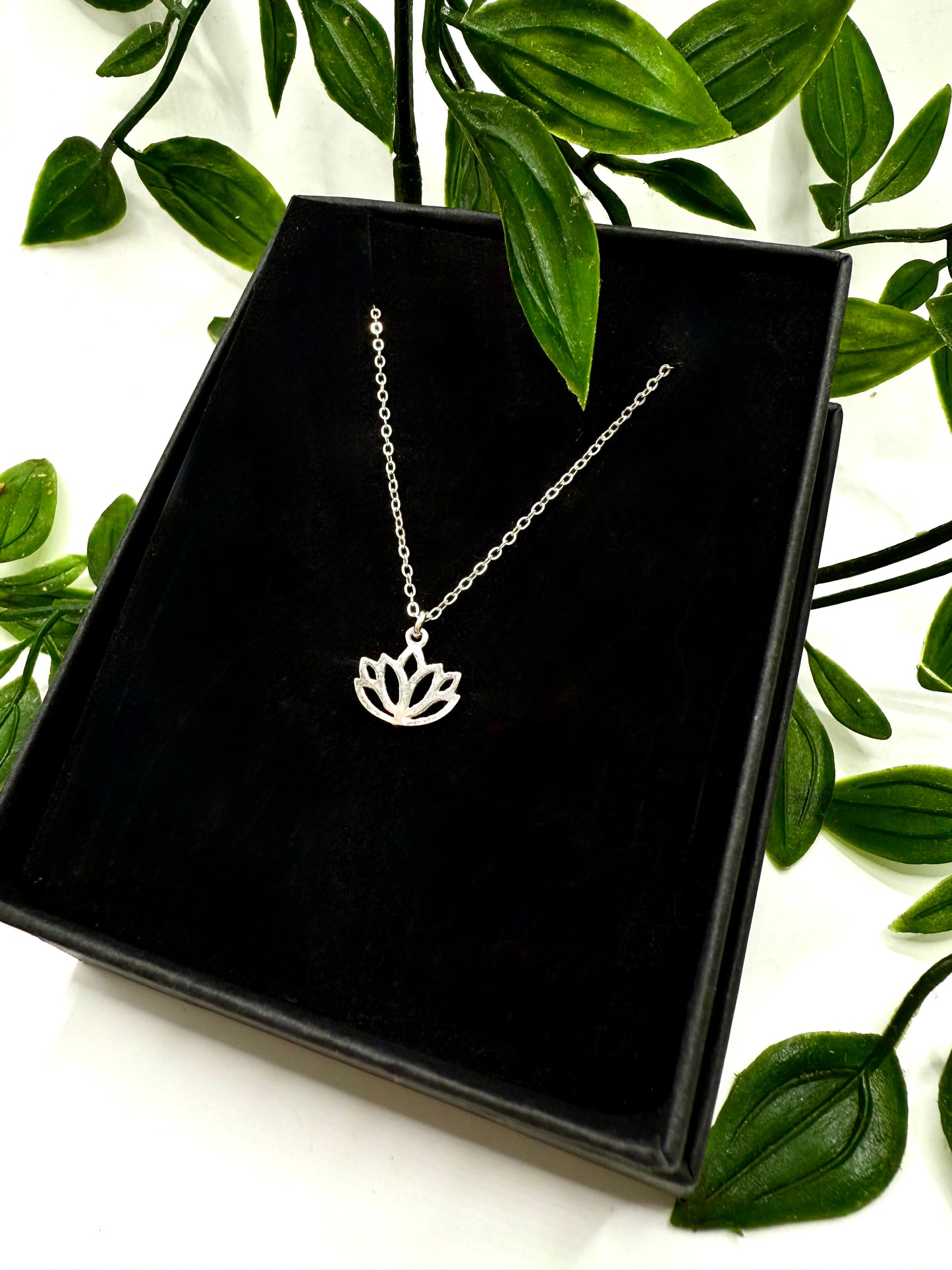Sterling Silver Lotus Charm Necklace