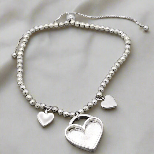 Triple Heart Adjustable Slider Bracelet