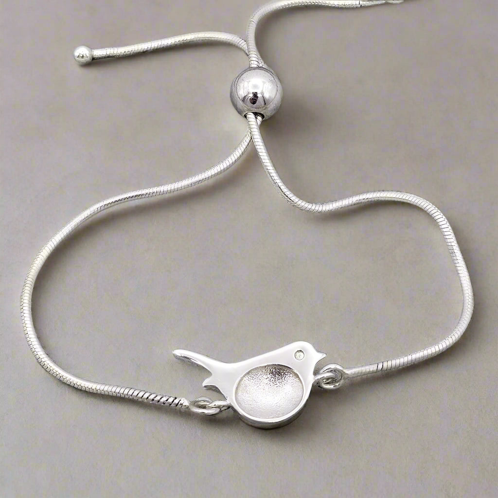 Silver Robin Adjustable Slider Bracelet