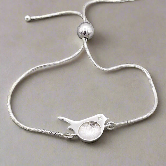 Silver Robin Adjustable Slider Bracelet