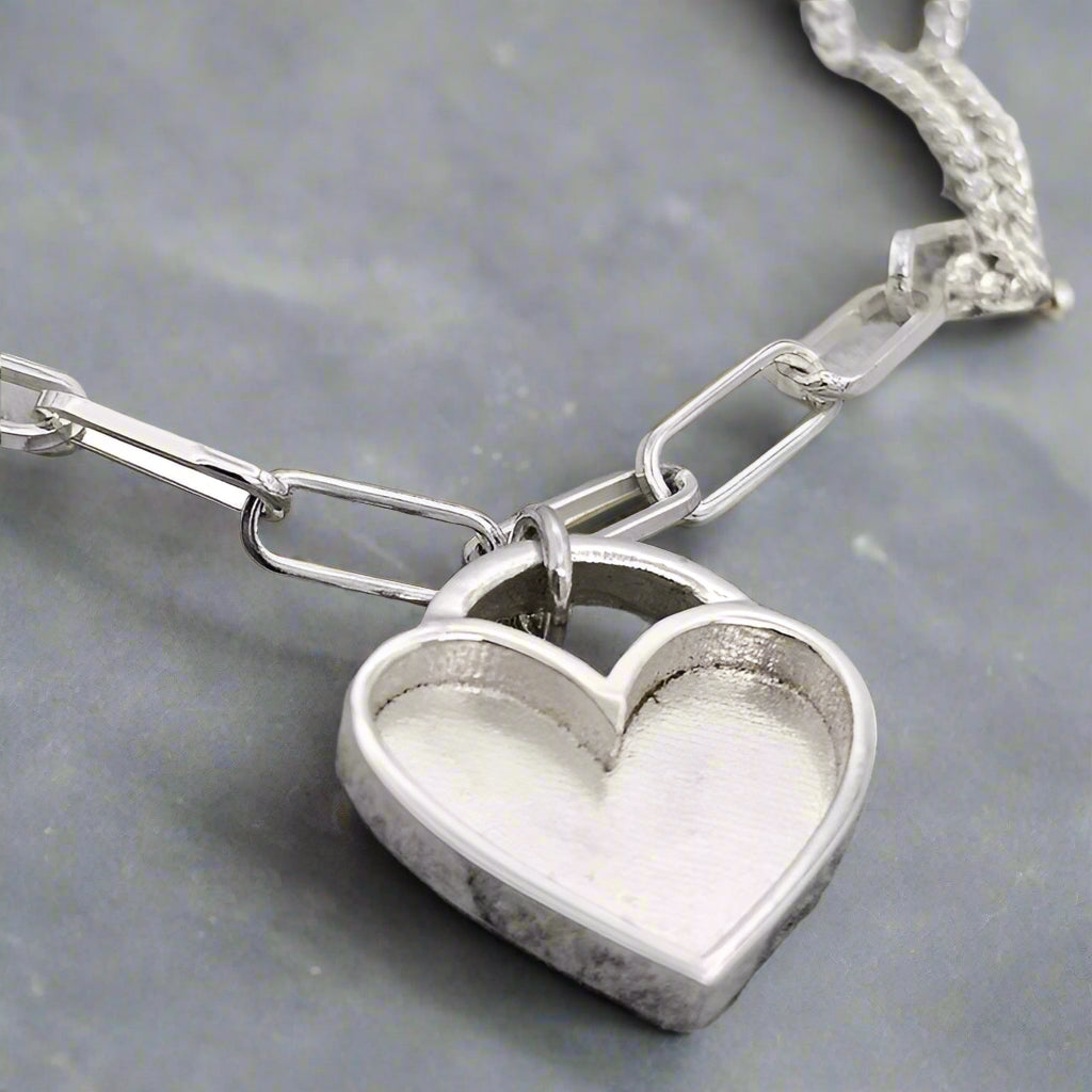 Silver Chunky Heart Adjustable Bracelet