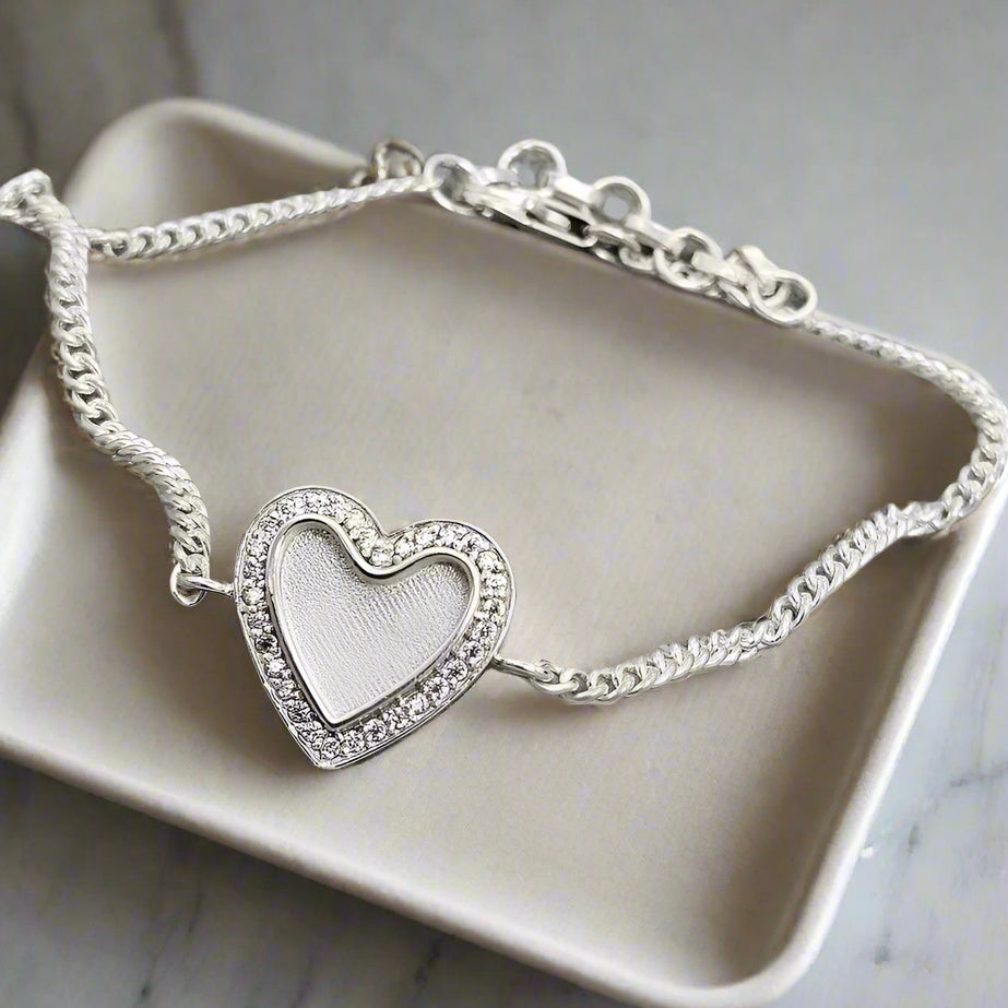 Silver Cubic Zirconia Heart Bracelet