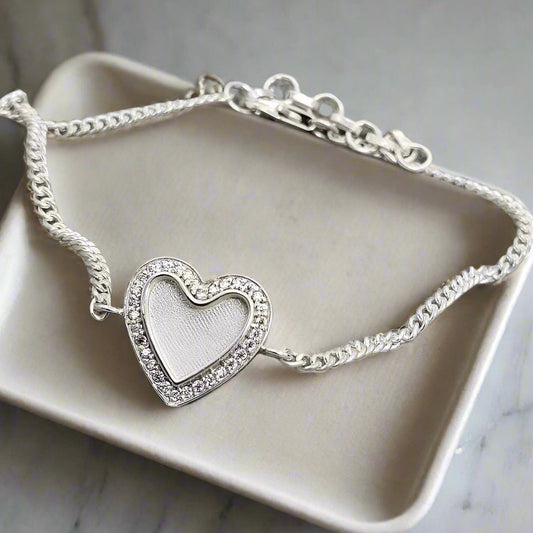 Silver Cubic Zirconia Heart Bracelet