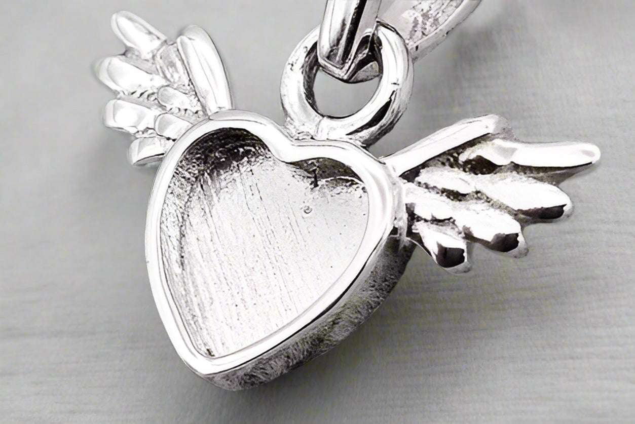 Silver Mini Cupid Heart Charm