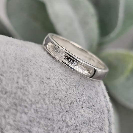925 Sterling Silver 4mm Half Channel Band Ring