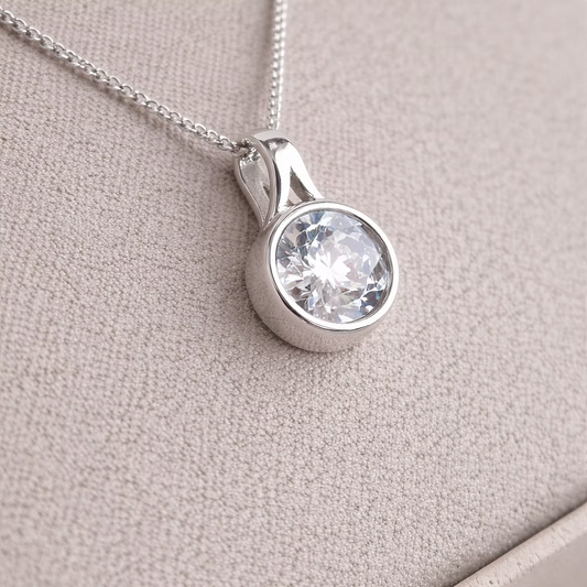 Cubic Zirconia Secretly Set Pendant - Round
