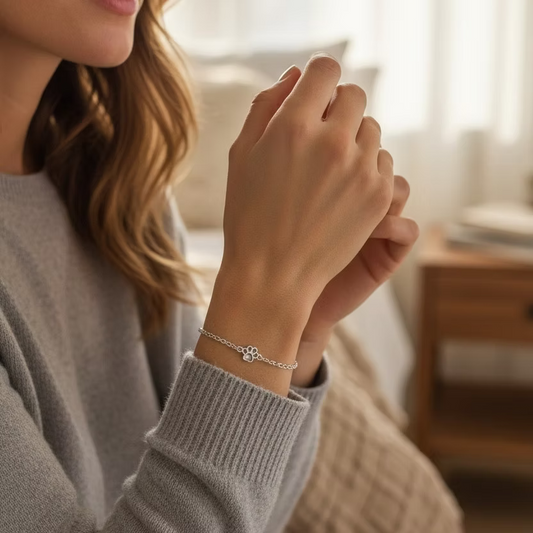 Sterling Silver Mini Paw Print Adjustable Belcher Chain Bracelet