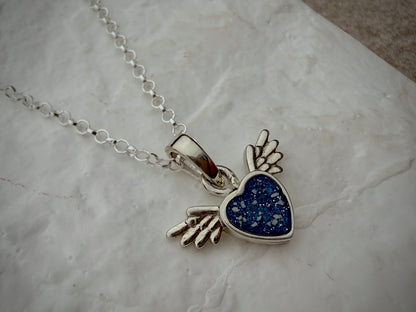 Sterling Silver Mini Cupid Heart Memorial Pendant