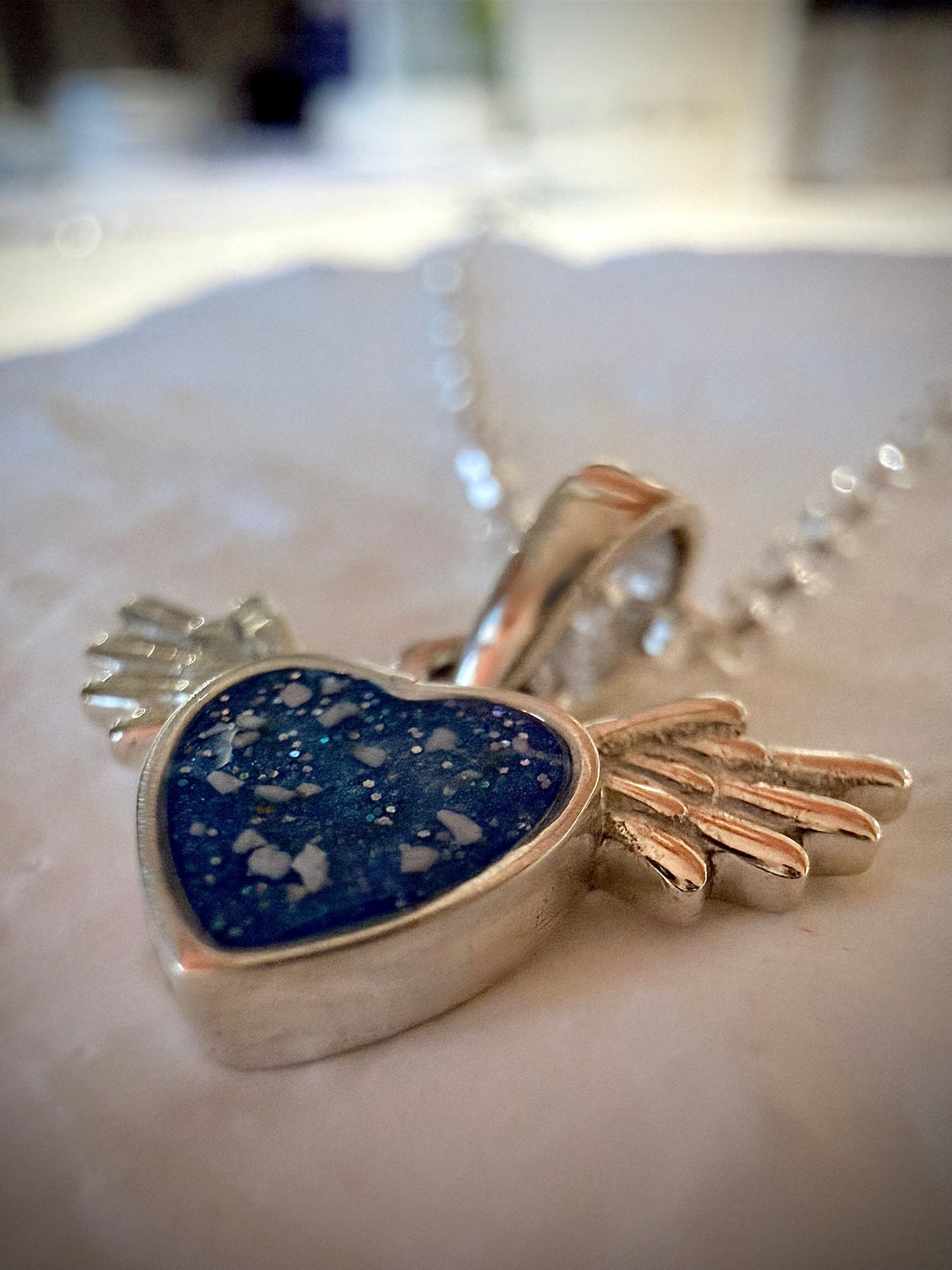 Sterling Silver Mini Cupid Heart Memorial Pendant