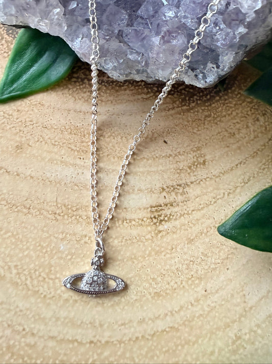 Sterling Silver Orb Charm Necklace