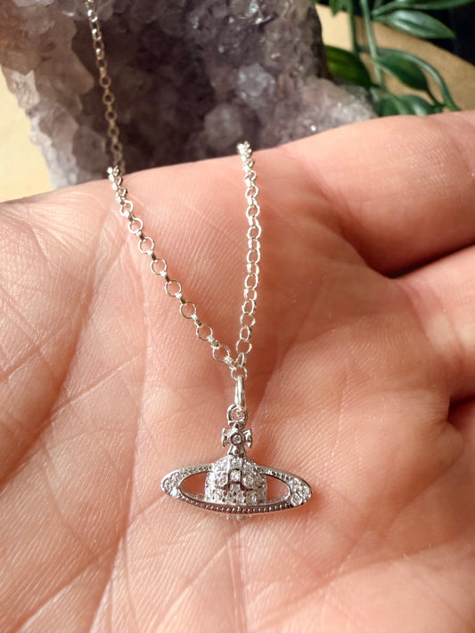 Sterling Silver Orb Charm Necklace