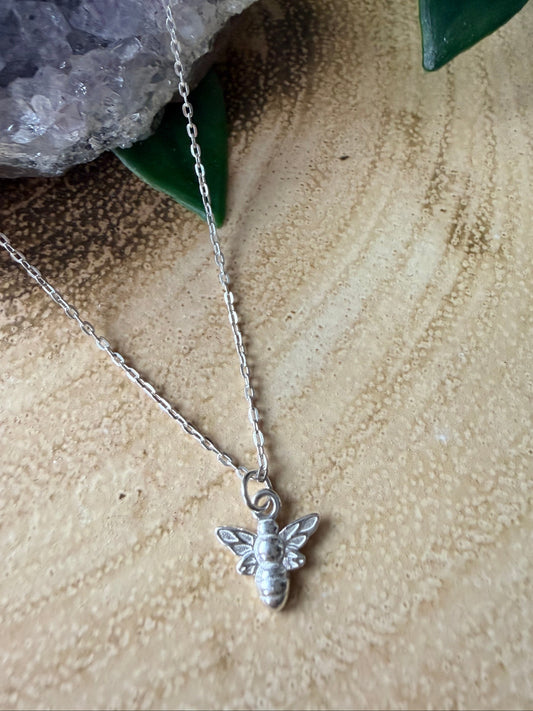 Mini Sterling Silver Bee Charm Necklace