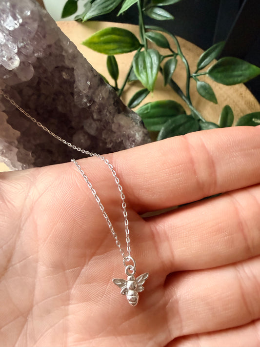 Mini Sterling Silver Bee Charm Necklace