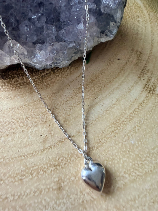 Sterling Silver Bold Mini Heart Pendant Necklace