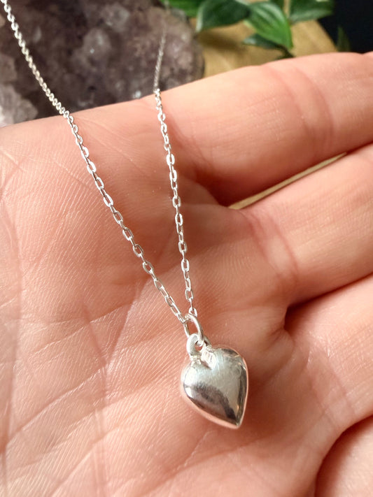 Sterling Silver Bold Mini Heart Pendant Necklace