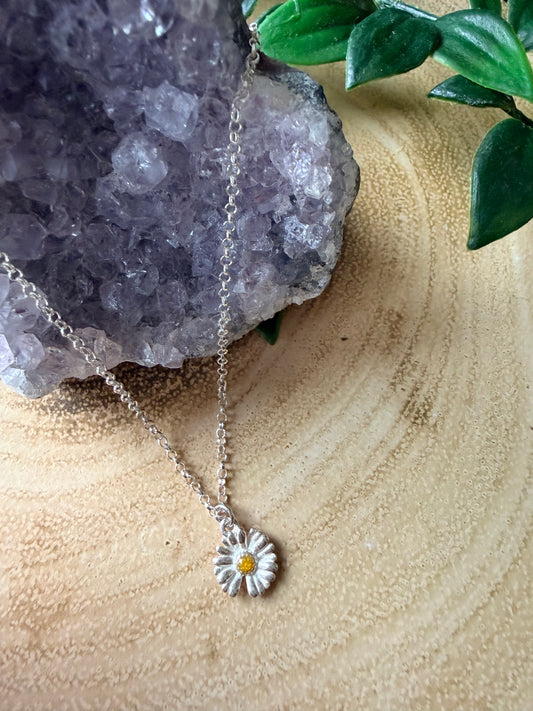 Sterling Silver Daisy Charm Necklace