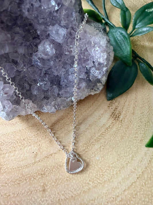 Sterling Silver Double Heart Charm Pendant