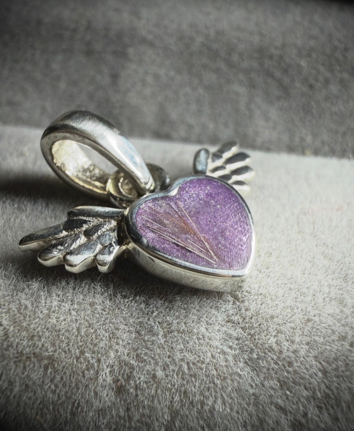 Sterling Silver Mini Cupid Heart Memorial Pendant