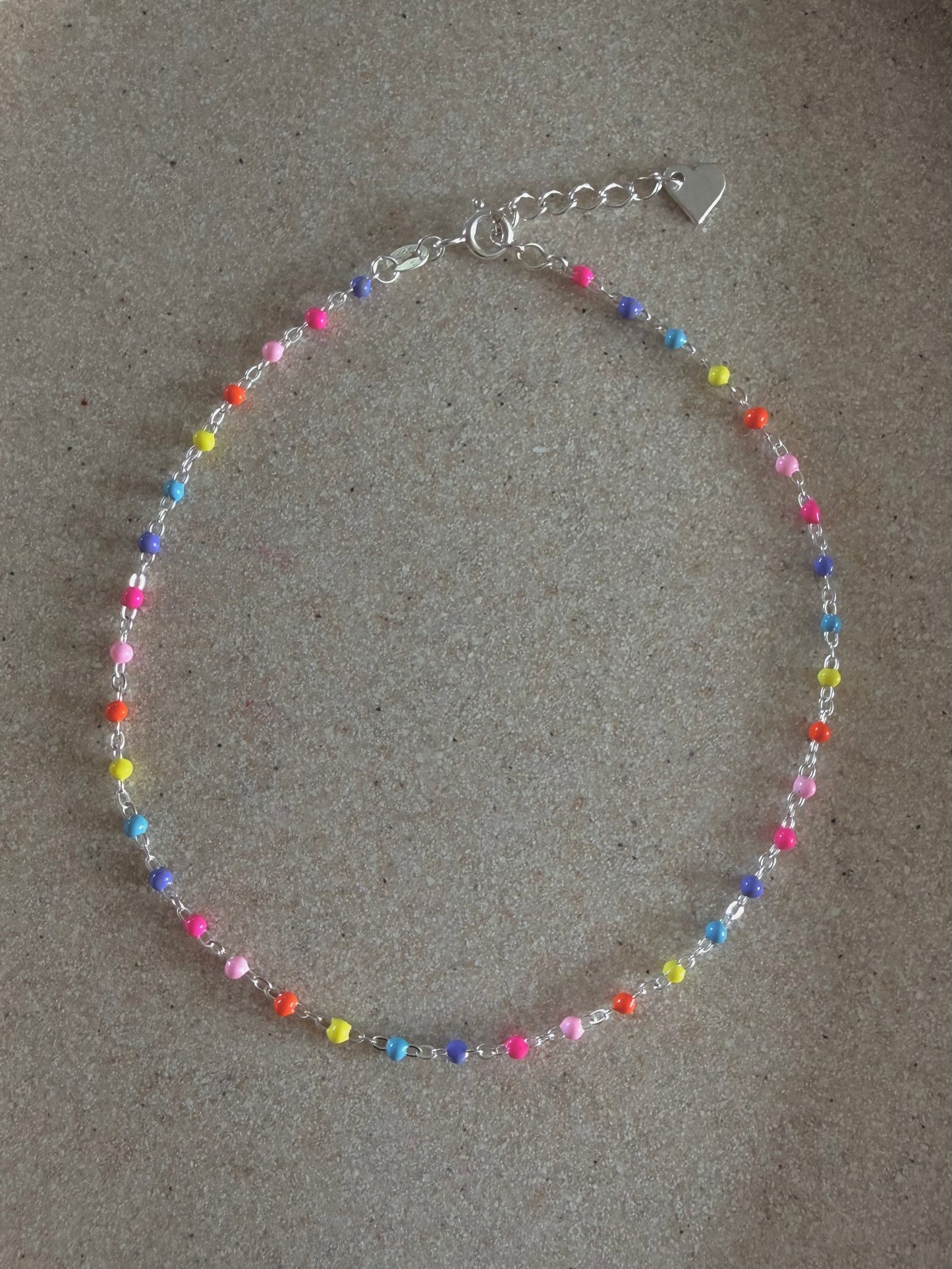 Sterling Silver Rainbow Anklet - Adjustable
