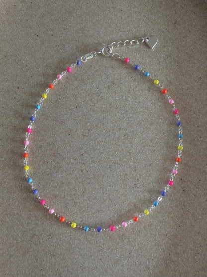 Sterling Silver Rainbow Anklet - Adjustable