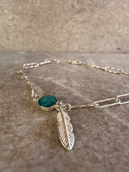 Sparkle Paperclip Resin Bracelet with Feather Charm