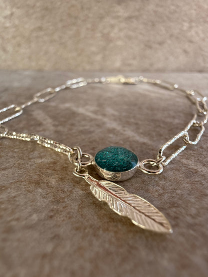 Sparkle Paperclip Resin Bracelet with Feather Charm
