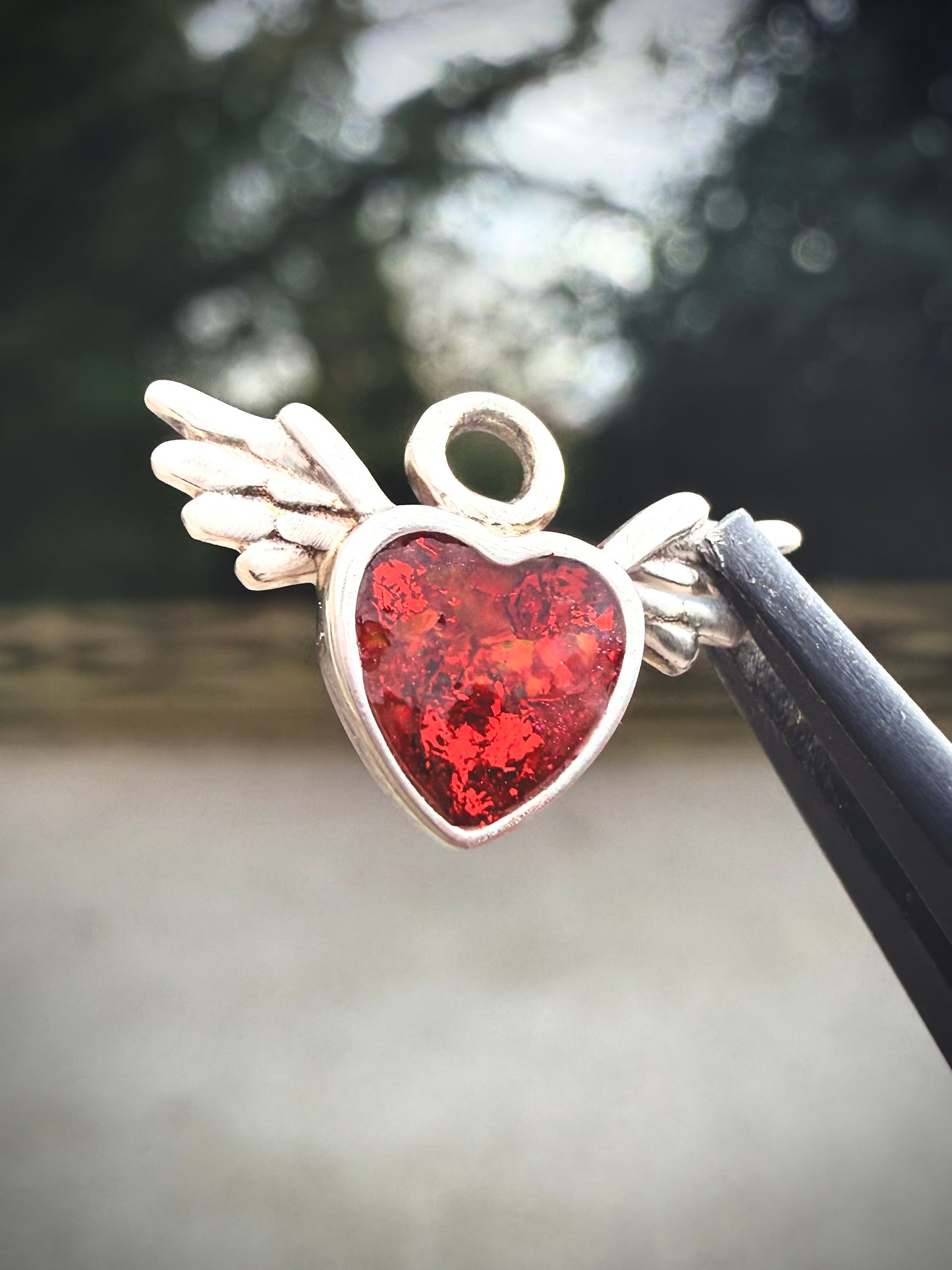 Sterling Silver Mini Cupid Heart Memorial Pendant