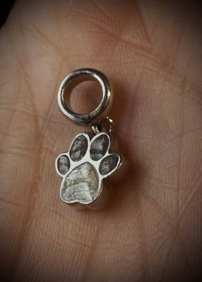 Silver Mini Paw Print Memorial Bracelet Charm