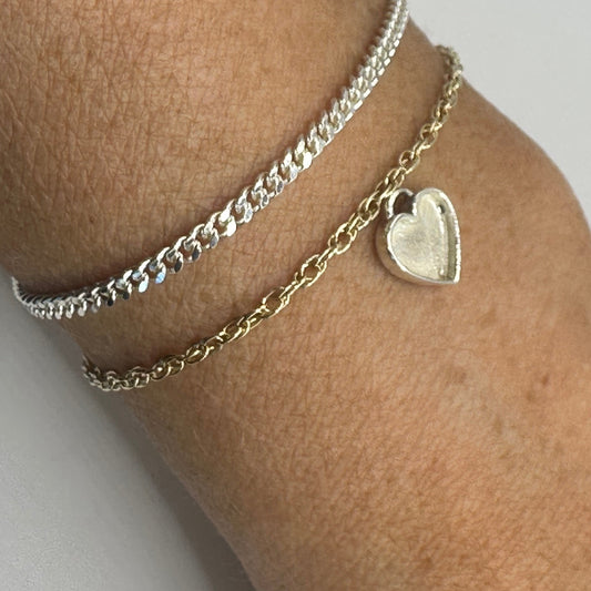 Silver Dangle Heart Charm