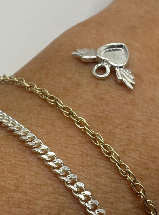 Silver Mini Cupid Heart Charm