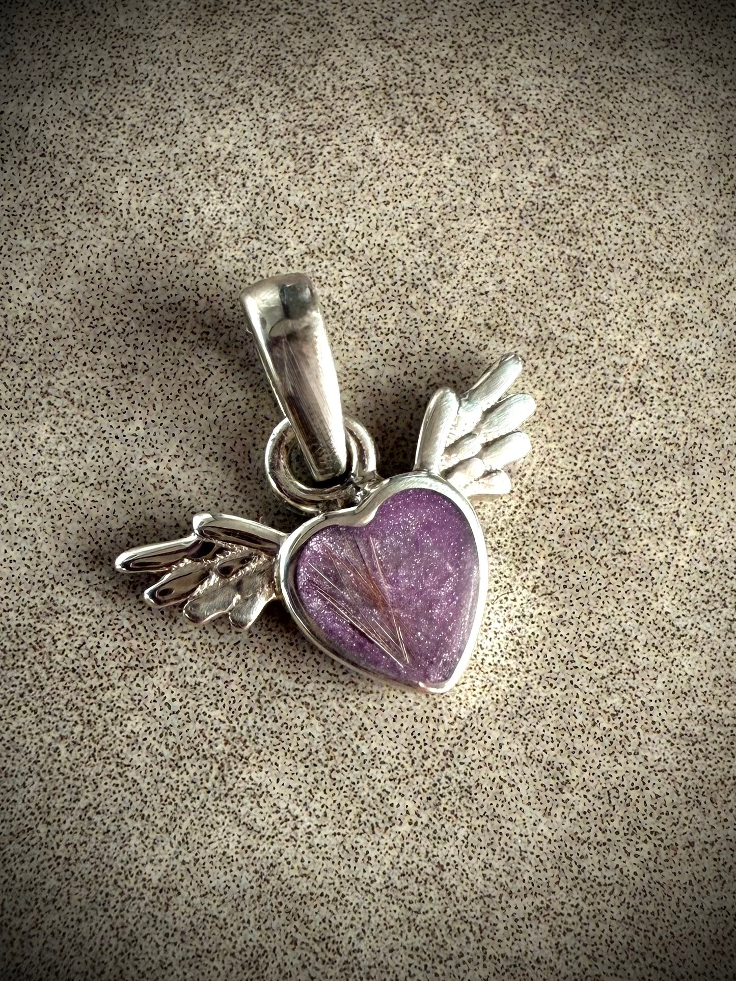 Sterling Silver Mini Cupid Heart Memorial Pendant