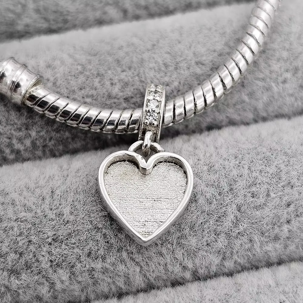 Silver Drop Heart Charm