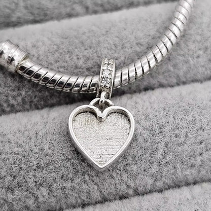 Silver Drop Heart Charm