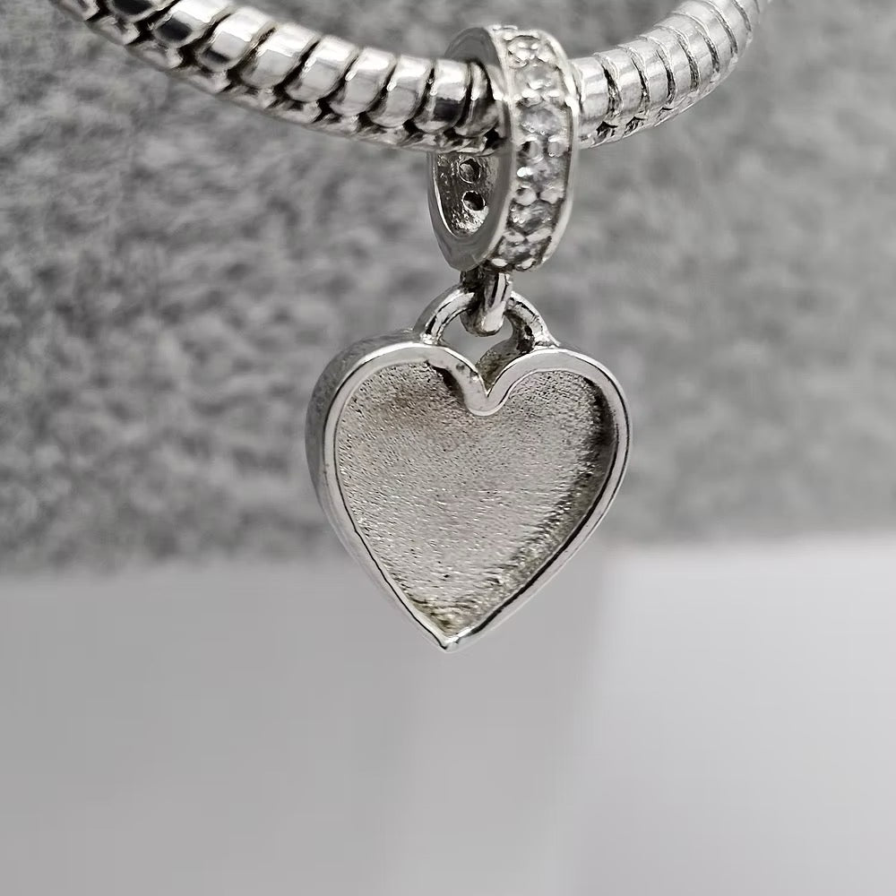 Silver Drop Heart Charm