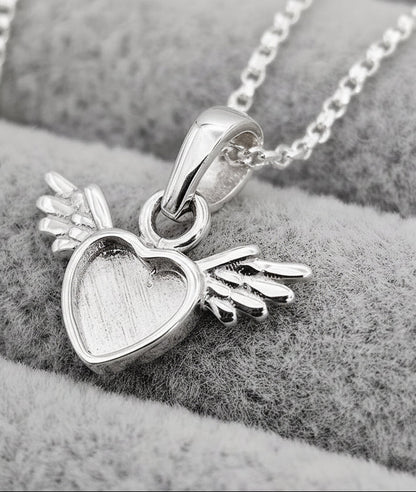 Sterling Silver Mini Cupid Heart Memorial Pendant