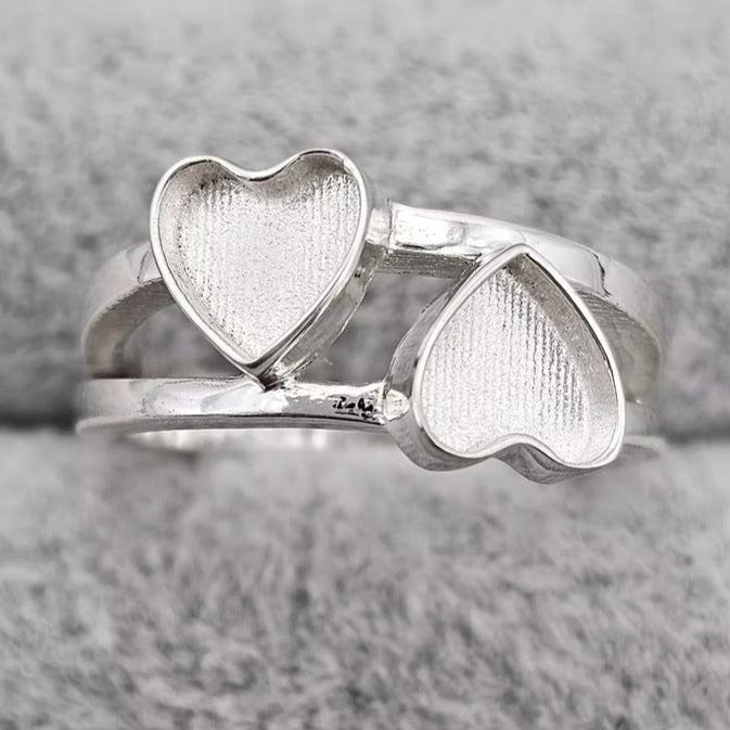 Silver Double Heart Ring