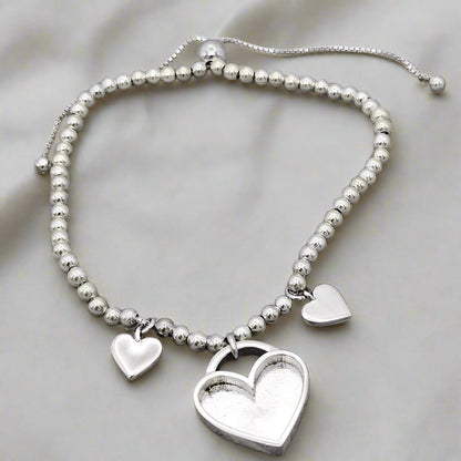 Triple Heart Adjustable Slider Bracelet