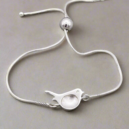 Silver Robin Adjustable Slider Bracelet