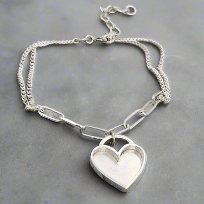 Silver Chunky Heart Adjustable Bracelet