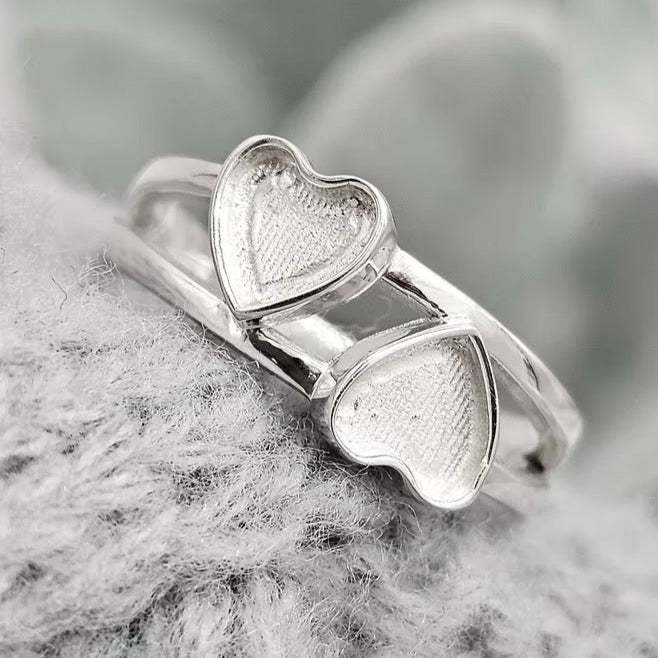 Silver Double Heart Ring
