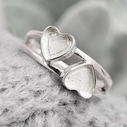 Silver Double Heart Ring