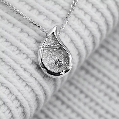 Silver Cubic Zirconia Floating Droplet Pendant